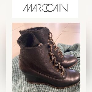 🇮🇹🐑MARCCAIN Italian leather fur boots with shirling  lining 39